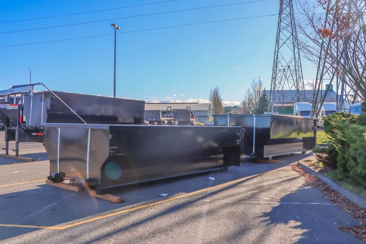 Roll-off dumpster ready for waste disposal at job site for 2 Yard Dumpster Rental in Orange
